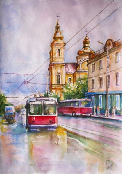 Пленэр акварелью городской пейзаж