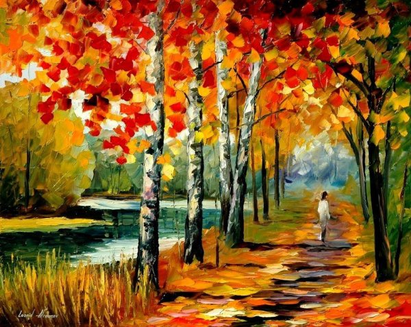 Осенний пейзаж гуашью