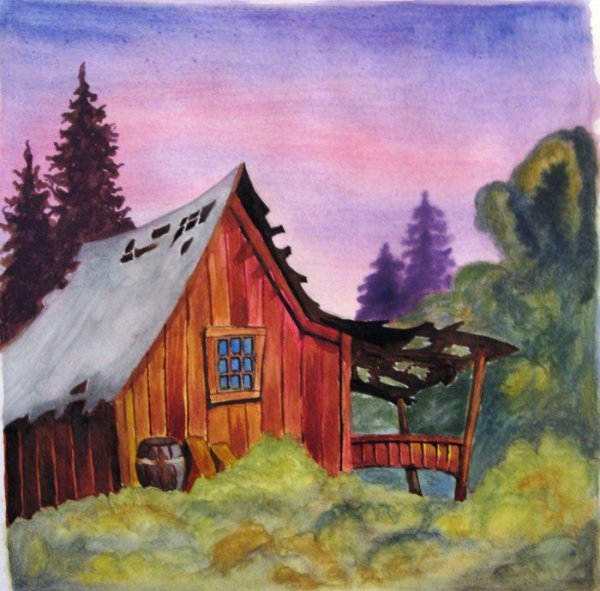 Домик красками