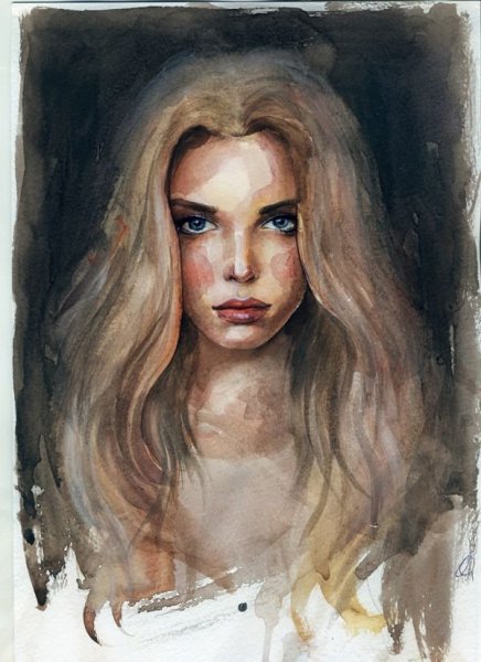 Волосы акварелью