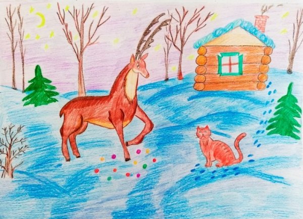 Рисунок по сказке серебряное копытце карандашом