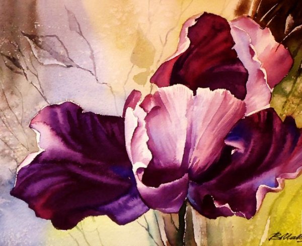 Фиолетовые цветы акрилом