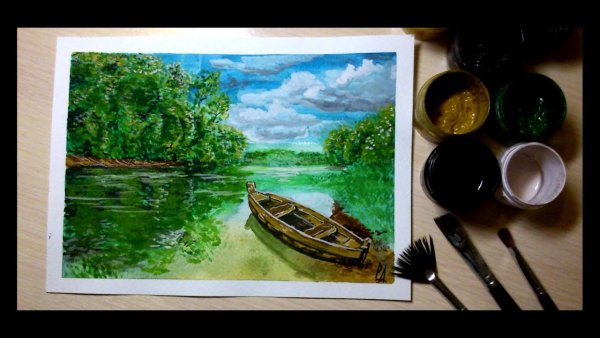 Пейзаж с лодкой