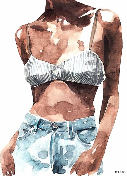 Женская фигура акварелью