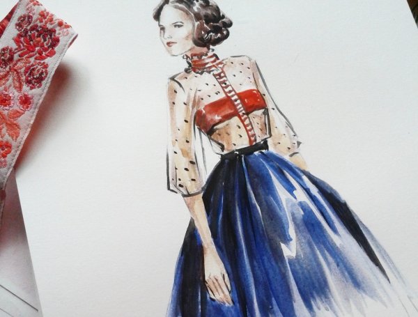 Одежда цветными карандашами