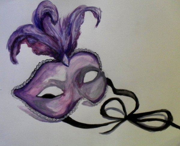 Карнавальная маска акварелью