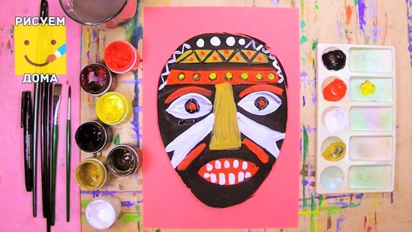 Африканские маски гуашью