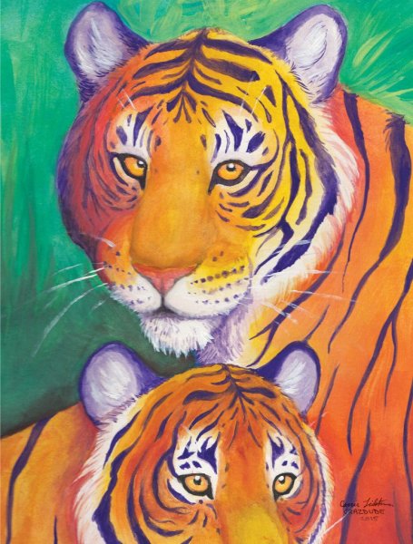 Амурский тигр гуашью