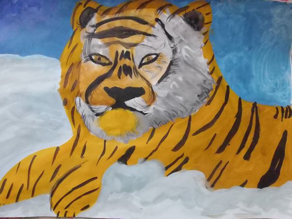 Тигренок гуашью