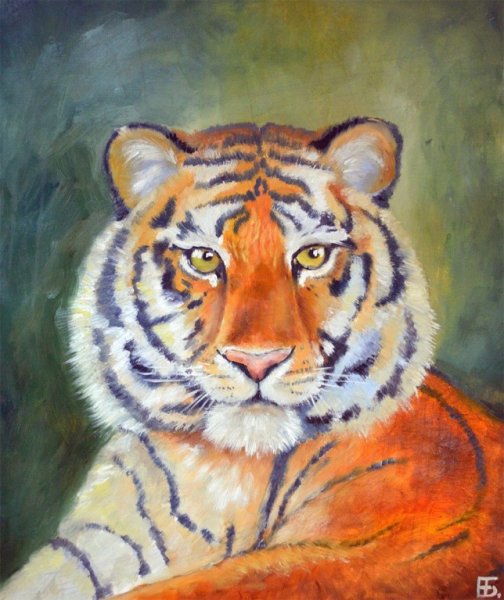 Тигр живопись гуашь
