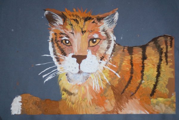 Тигр акварелью для начинающих