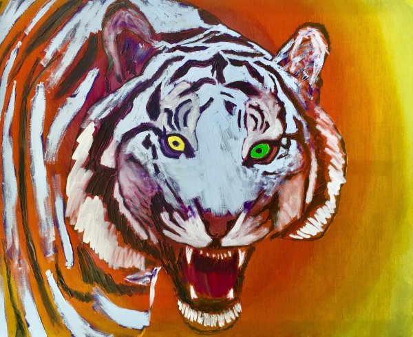 Тигр живопись акварель