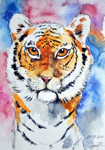 Тигр гуашью