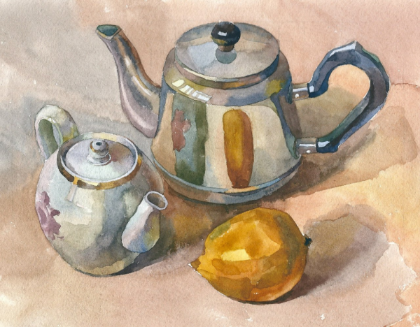 Чайник акварелью