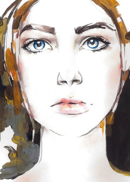Лицо человека акварелью