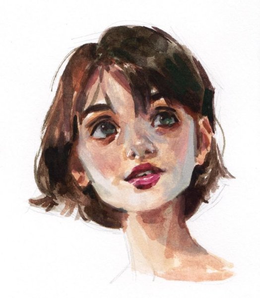 Лицо человека акварелью