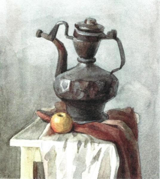 Предметы быта акварелью простые