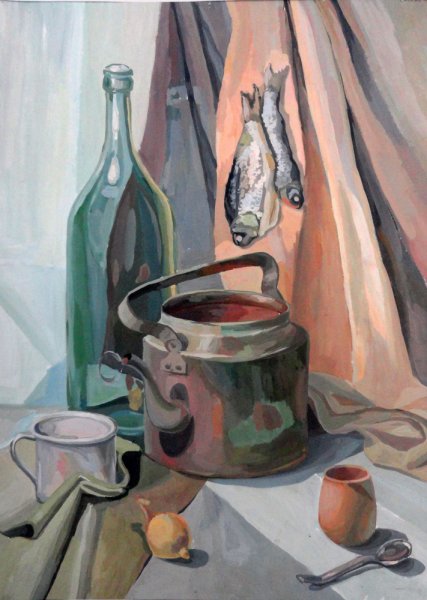 Академический натюрморт гуашью Строгановка