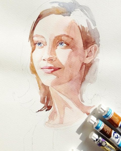Рисование портрета акварелью