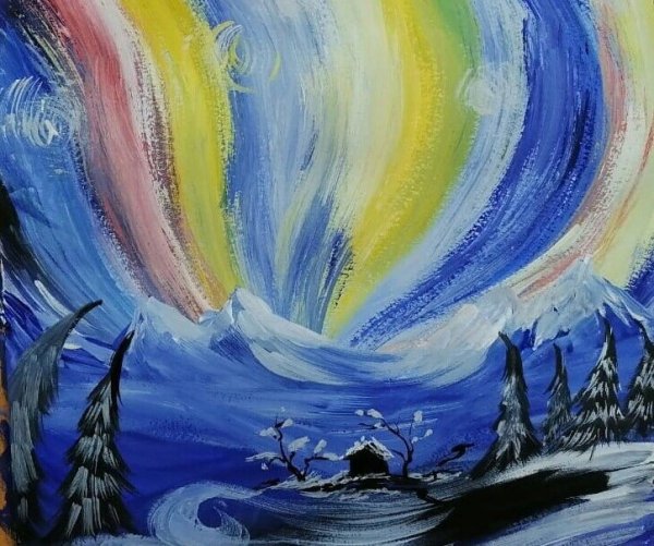 Рисование Северное сияние