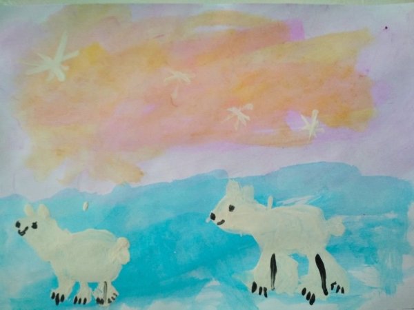 Рисунки Арктики гуашью