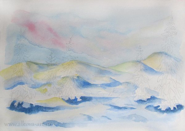 Рисование красками на сугробах