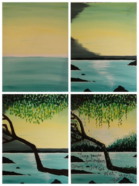 Поэтапные пейзажи акрилом