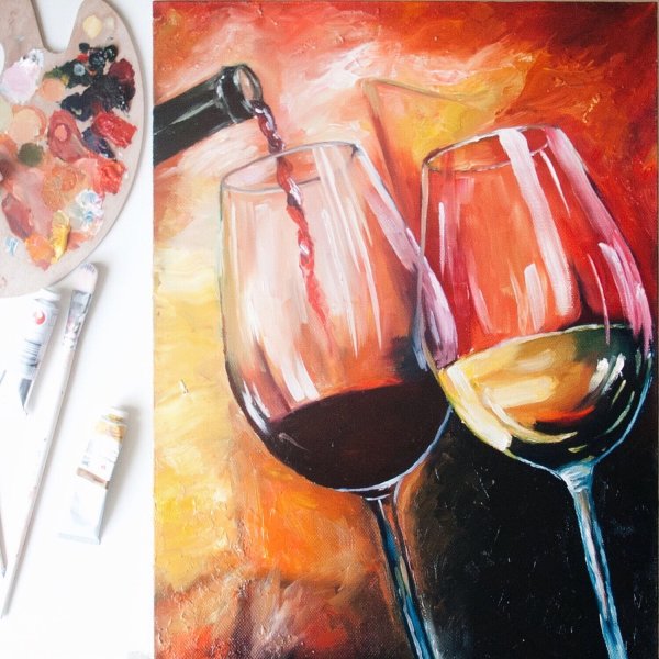Живопись бокал с вином