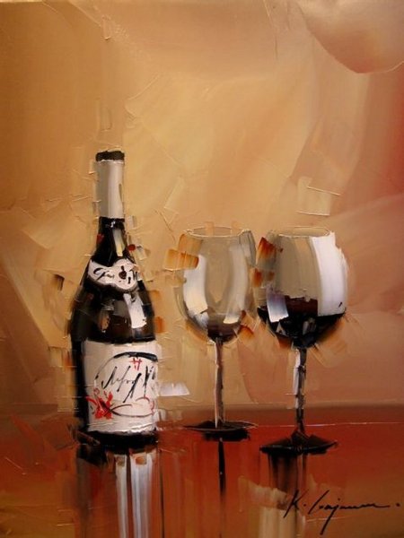 Виктор Бауэр картины бокал вина