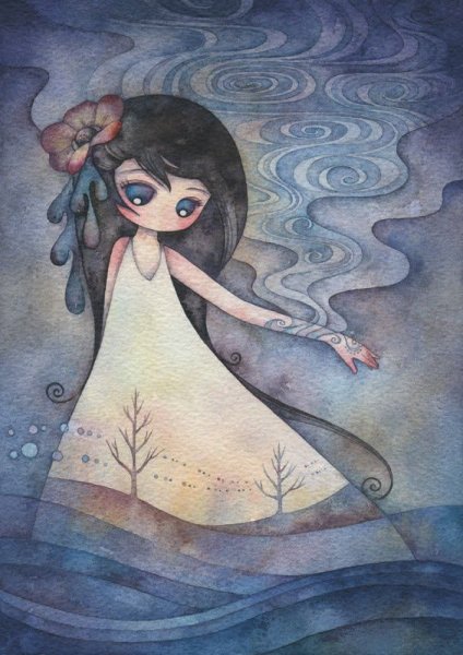 Милые девочки гуашью