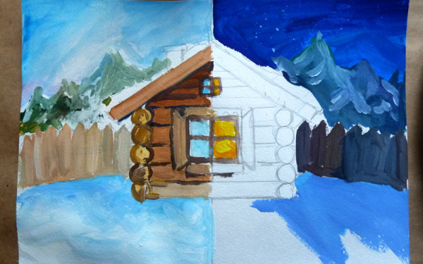 Избушка рисование