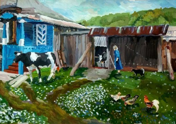 Деревня гуашью