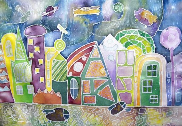 Фантастический город рисунок на изо