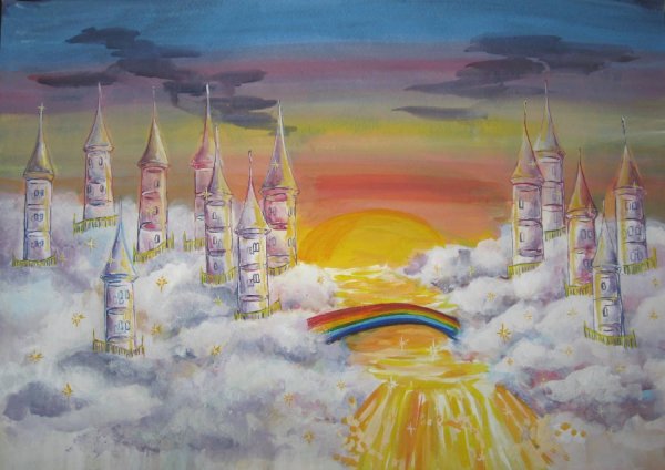 Рисование на тему фантастический город