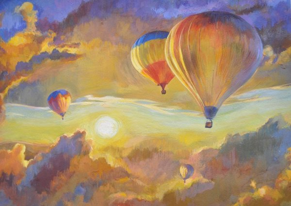 Воздушные шары гуашью