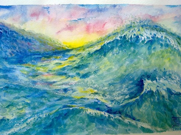 Волны гуашью