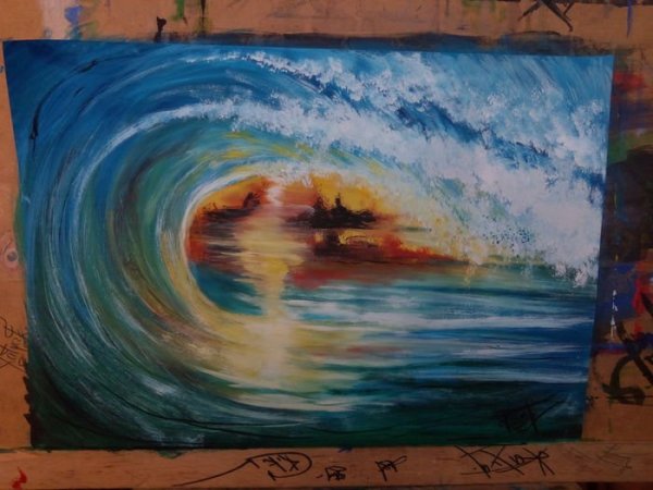 Волны гуашью