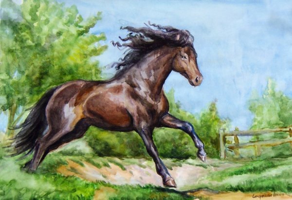 Лошадь рисунок гуашью