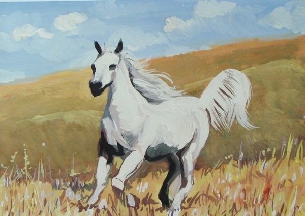 Лошадь рисунок гуашью