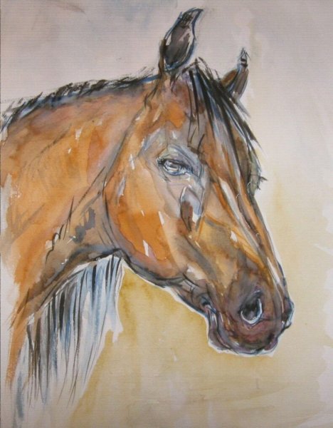 Конь гуашью