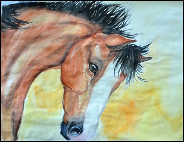 Лошадь красками легко