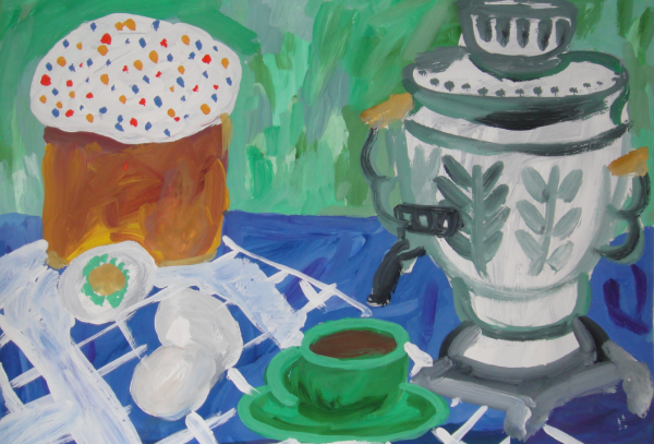 Чаепитие гуашью