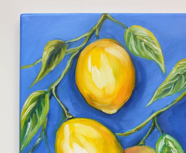 Ветка с лимонами гуашью