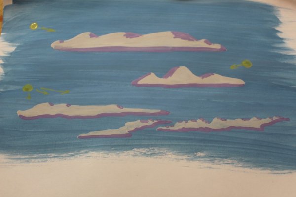 Рисование облаков гуашью