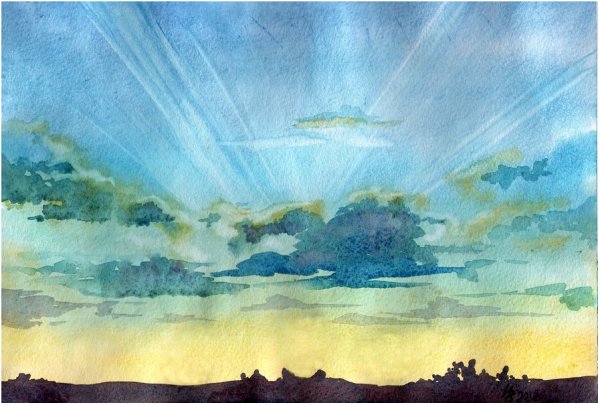 Небо гуашью