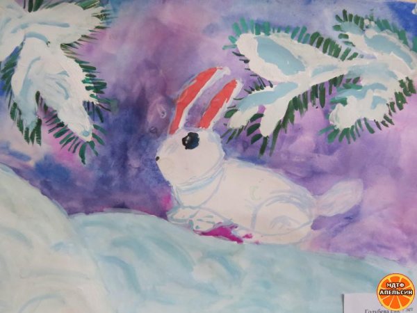 Зайчик гуашью