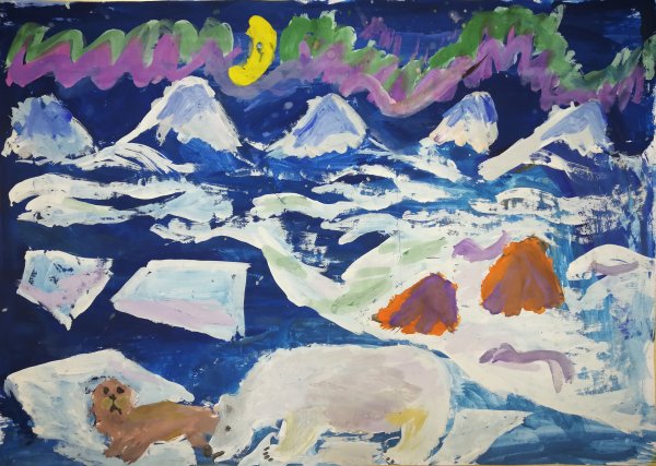 Северное сияние акварелью