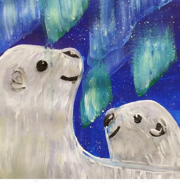 Нарисовать Северное сияние гуашью