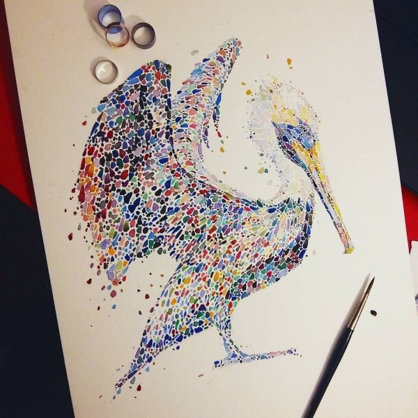 Пуантилизм акварелью