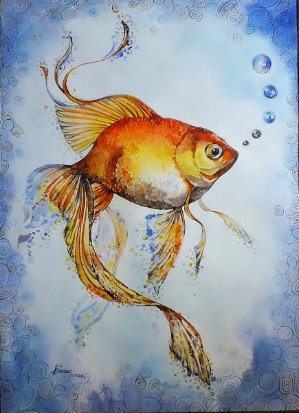 Рыбки живопись гуашью